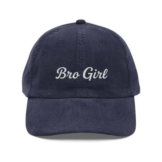 Bro Girl Corduroy Cap — Vintage Embroidered Baseball Hat- Embroidered Dad Hat- Tomboy style hat streetwear Baseball cap