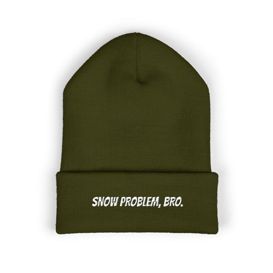 SNOW PROBLEM, BRO. beanie. Cozy winter hat for skiers, Snowboarders: Bro girl lifestyle co