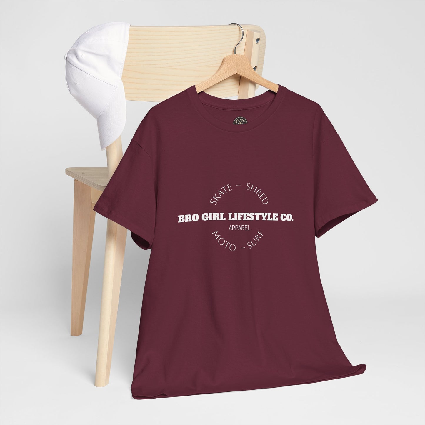 Bro Girl Lifestyle Co Heavyweight Tee. Moto, Surf, Skate, Shred Brand shirt.