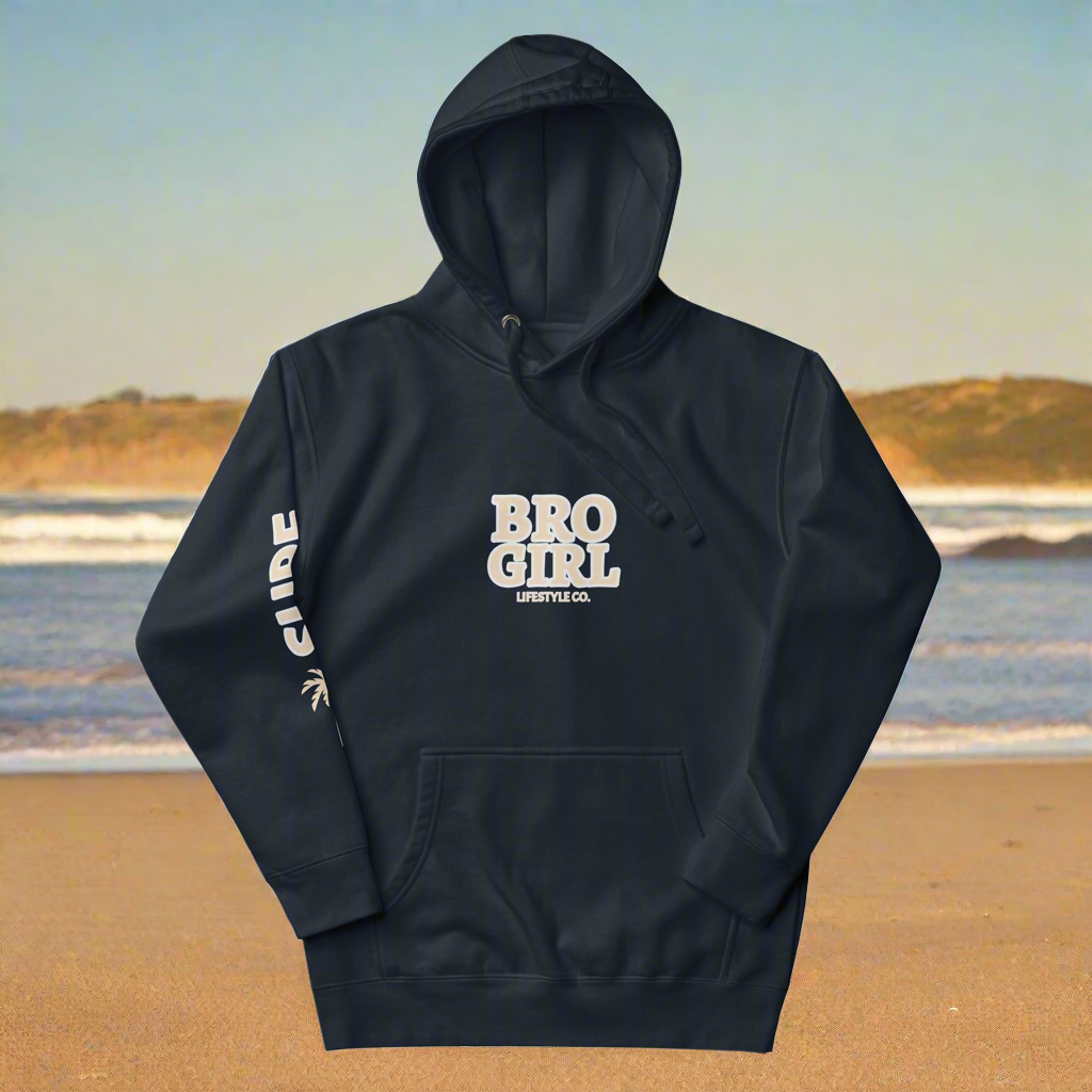 Bro Girl lifestyle SURF hoodie. Premium Unisex Pullover